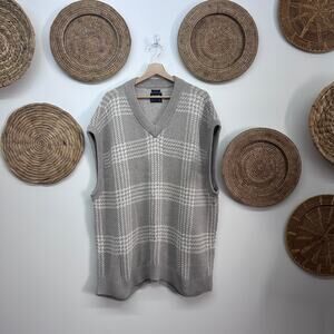 Abercrombie Oversized Sweater Vest Mens XXL Knit Preppy Sleeveless V-Neck Beige